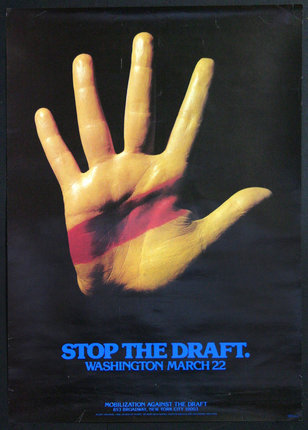 a poster of a hand with a red stripe on it