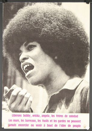 a woman with afro hair and a cell phone