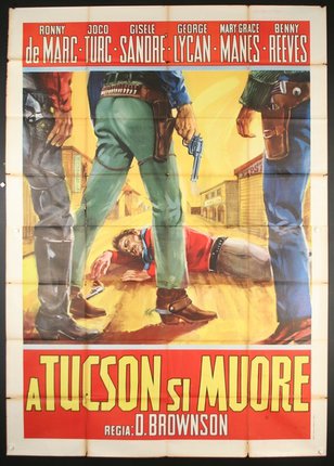 a movie poster with a man falling on the ground