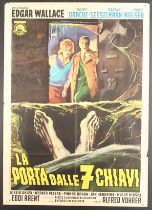 a movie poster with a man and a woman standing in the water