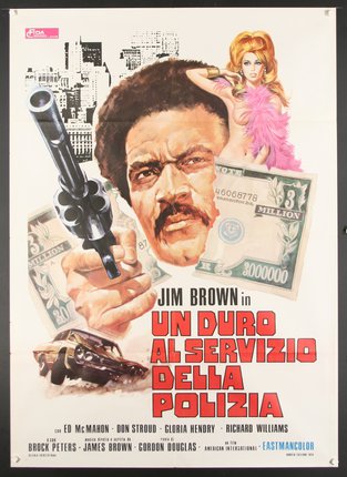a movie poster with a man holding a gun and money