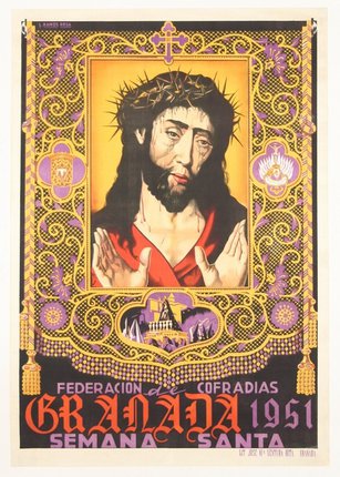 a poster of jesus with a crown of thorns