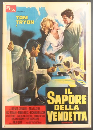 a movie poster with a man pointing a gun to a woman