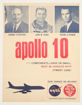 a poster of astronauts and a plane