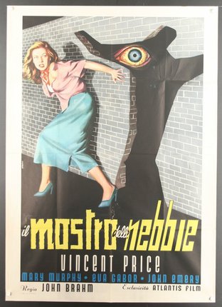a poster of a woman falling from a wall