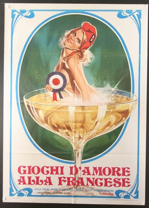 a poster of a woman in a glass of champagne