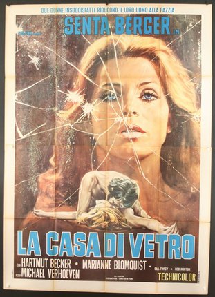 a poster of a woman with a broken glass