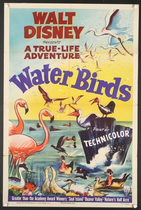 a movie poster with birds and water