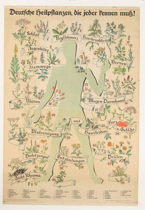 a poster of a person with plants