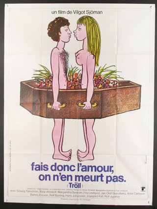a poster of a man and woman in a coffin