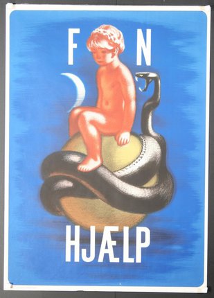 a poster of a child on a snake