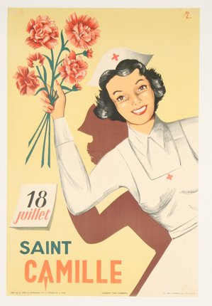 a poster of a nurse holding flowers