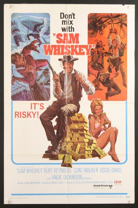 a movie poster of a man on a stack of gold bars