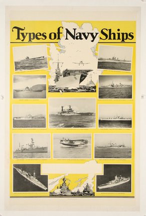 a poster of different types of navy ships