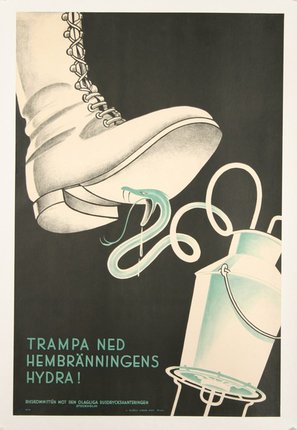 a poster of a boot and a bucket