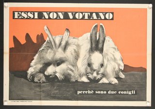a poster of rabbits lying down