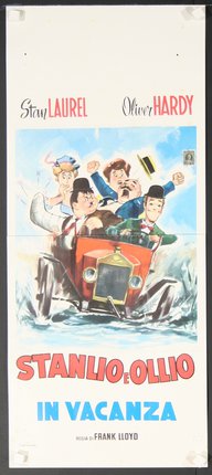a poster of a car with a group of men