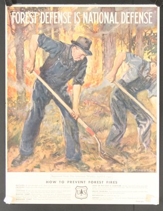 a poster of men working in the forest