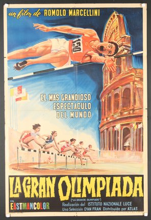 a poster of a man jumping over a pole