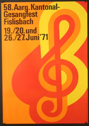 a poster with a treble clef