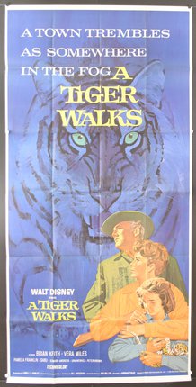 a poster with a tiger and a man