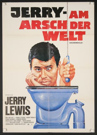 a movie poster of a man in a toilet