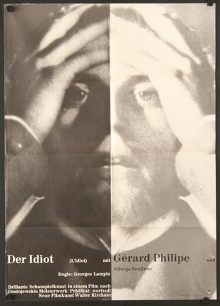 a poster of a man with his hands on his face