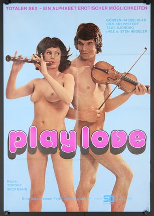 a poster of a man and woman playing instruments