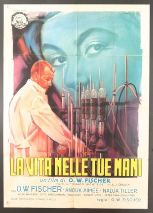 a movie poster of a man in a lab