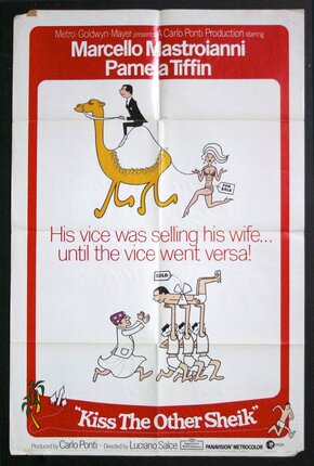 a poster of a man riding a camel