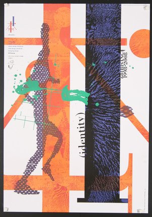 a poster with a person running