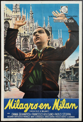 a poster of a man waving his hand
