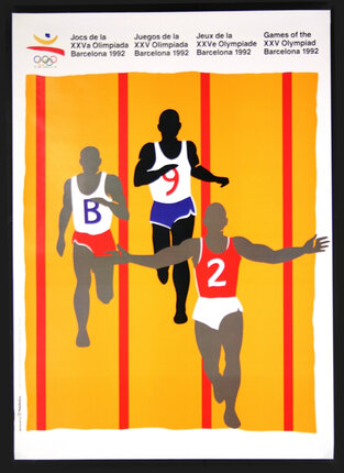 a poster of athletes running