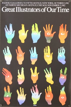 a poster with many colorful hand symbols