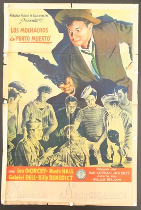 a poster of a man pointing a gun