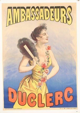 a poster of a woman holding a flower and a duster