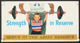 a poster of a man lifting a child