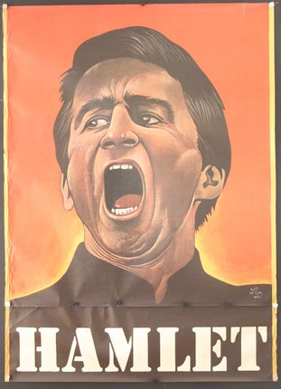 a poster of a man with his mouth open