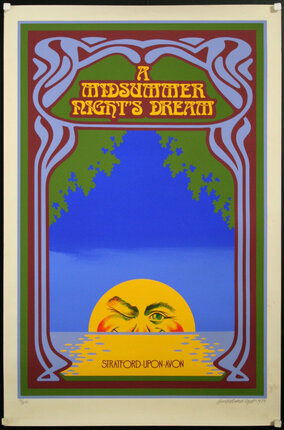 a poster with a sun and a moon