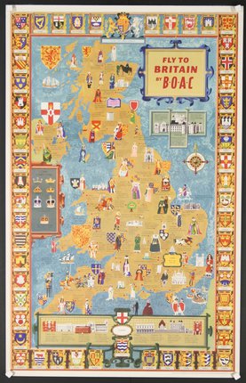 a map of england with different historical symbols