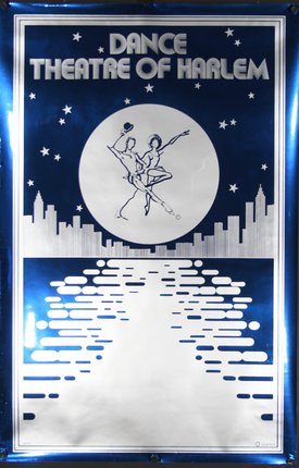 a blue and white poster