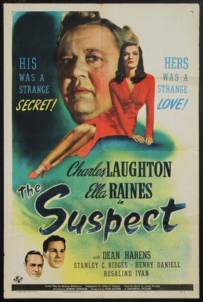 a movie poster with a man's face and woman in a red dress sitting