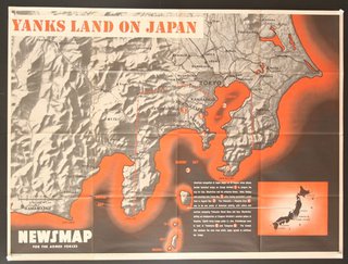 a map of japan with orange and white text