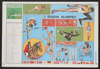 a poster with various sports images