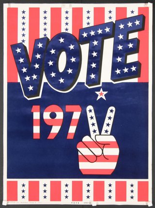 a poster with a hand gesture and stars