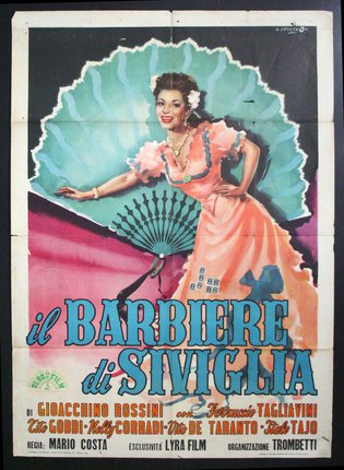 a poster of a woman with a fan