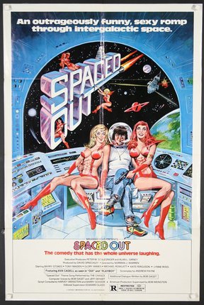 a movie poster of a man and a woman sitting on a spaceship