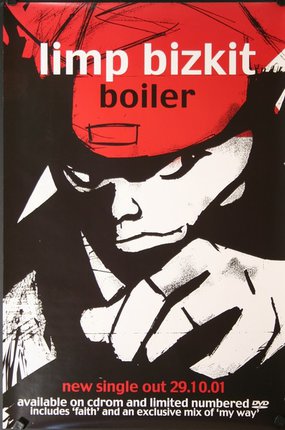 a poster with a person wearing a red hat