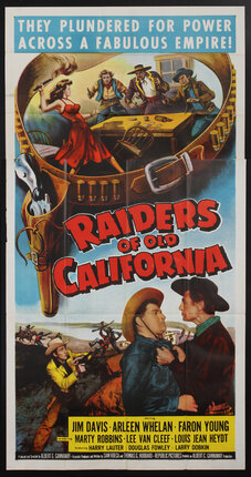 movie poster with a saloon brawl and cowboys fighting