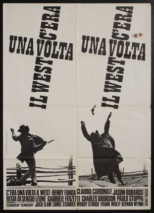 movie poster with two men falling after being shot. their guns fly in the air. the title text is positioned as the sign of the cross